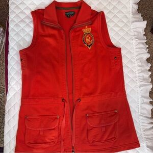 Ralph Lauren Orange Vest Women’s Medium Lauren Jeans Company Embroidered